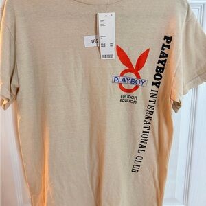 Playboy International Beige Graphic T-Shirt Unisex NWT